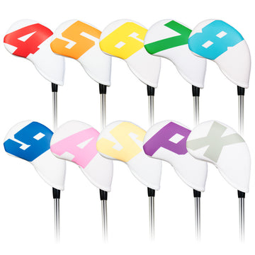 Colorful Numbers White Neoprene Golf Club Iron Headcovers Set